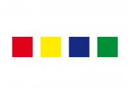 Magnetische vierkanten in rood, geel, blauw en groen