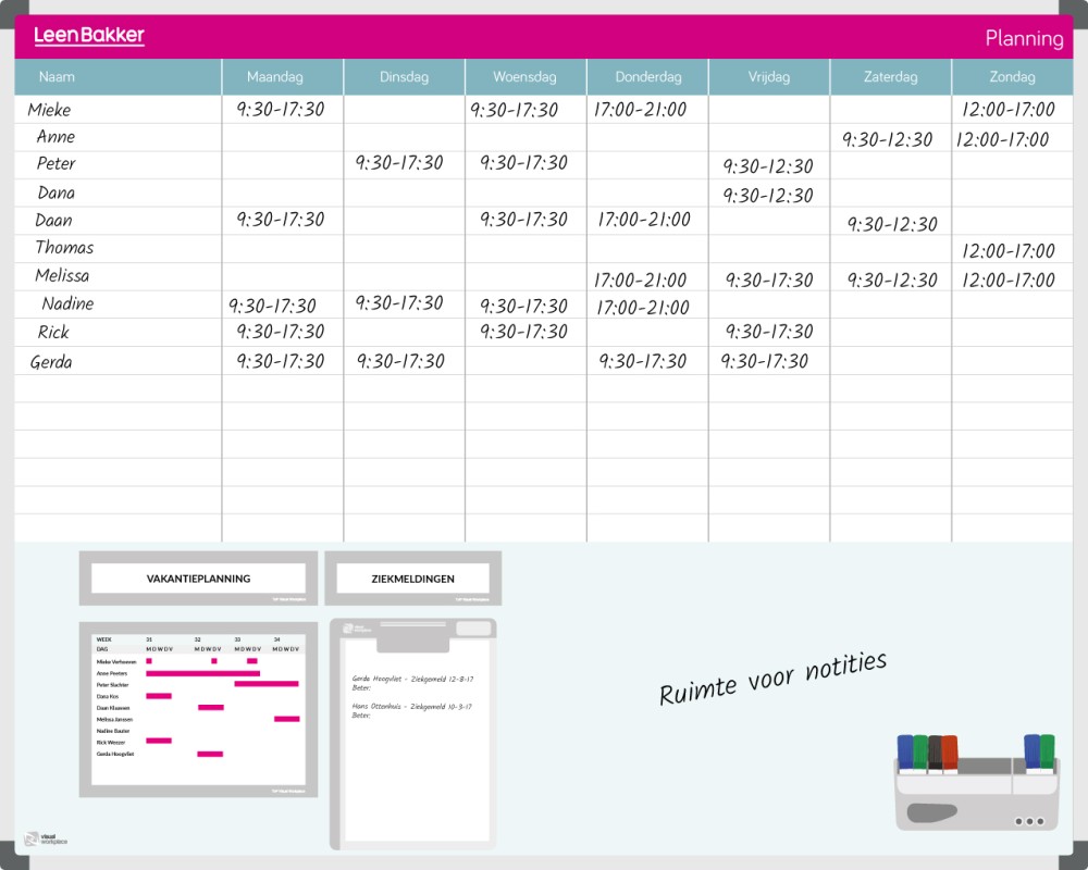 Planbord Voorbeeld LeenBakker (120x150cm) - Workplace B.V.