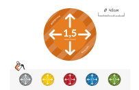1,5m AFSTAND - Vloersticker Route (Pijlen)