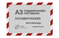 Zelfklevend magneet folie A3 (incl. magneetvenster) | Rood / Wit