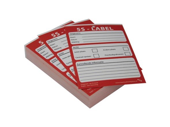 5S labels (5S tags) in een stapel
