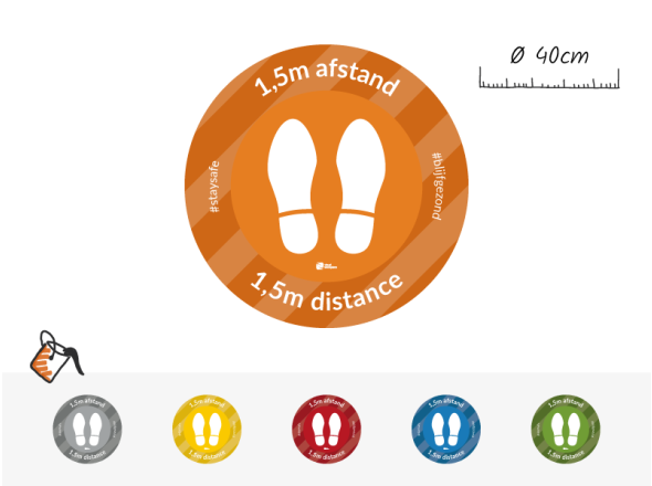 Vloersticker 1,5m afstand (COVID-19) Voetstappen (Route)