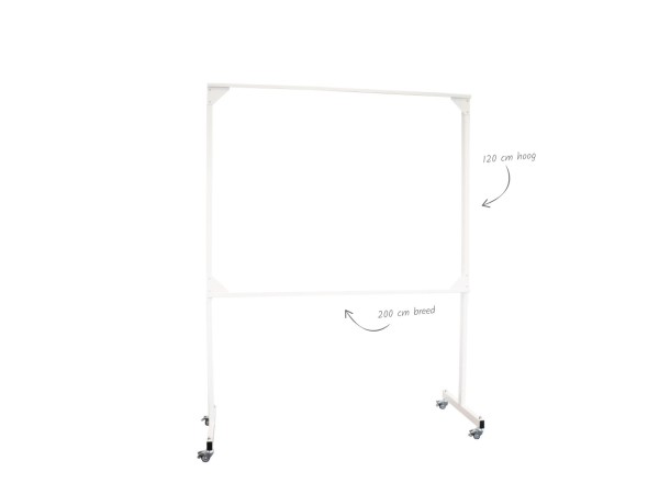 Verrijdbaar whiteboard standaard 120x200cm