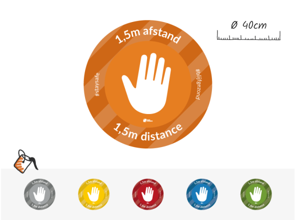Vloersticker 1,5m afstand (COVID-19) Hand/ STOP
