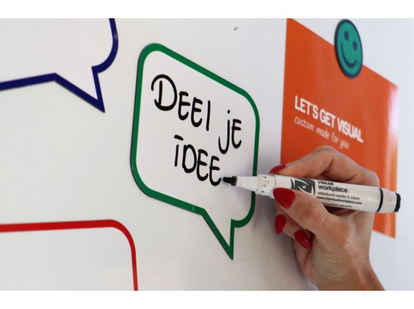 Beschrijfbare tekstballon, magnetische en uitwisbaar (2 formaten)