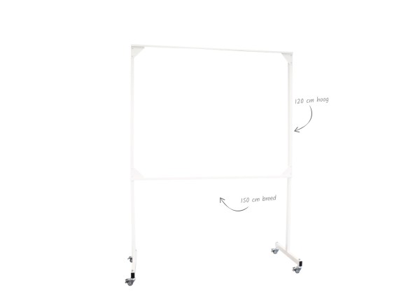 Verrijdbaar whiteboard standaard 120x150cm