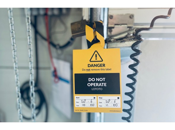 LOTOTO (Lock Out, Tag Out, Try Out) Label Engels